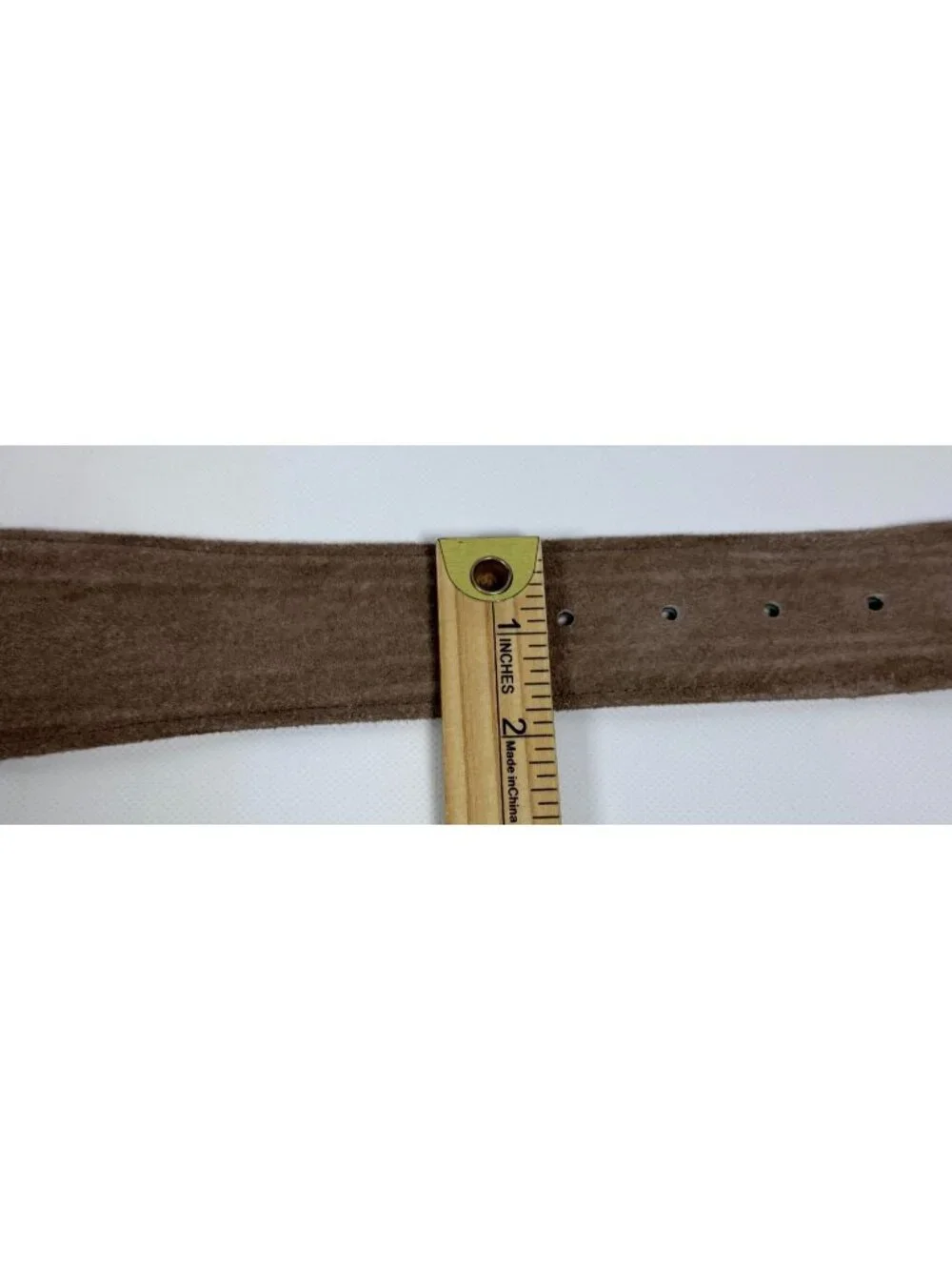 Vintage Tan Suede Belt Size S Pig Suede PVC Backing Made In Taiwan Statement 80s